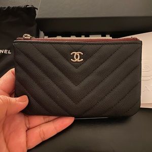 Chanel Chevron Caviar Mini O Case Pouch